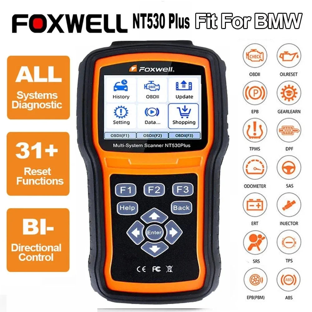 All System Bidirectional Diagnostic Scanner Tool FOXWELL NT530 Plus For BMW Oil ABS EPB Code Reader Automotive OBD2 SRS Airbag Car Mobile World