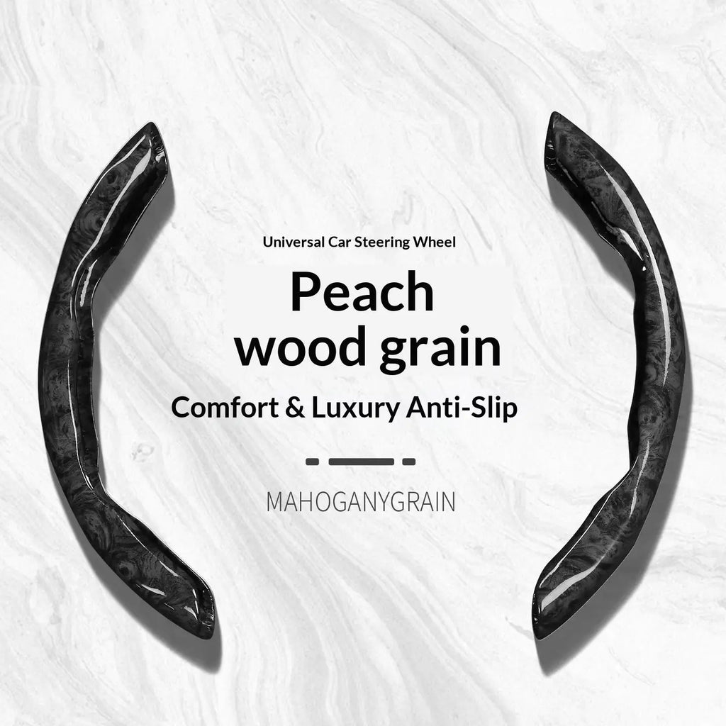 2pcs/3pcs Segmented Peach Wood Texture Universal Steering Wheel Cover Car Interior Accessories Practical Driving Tools Simple