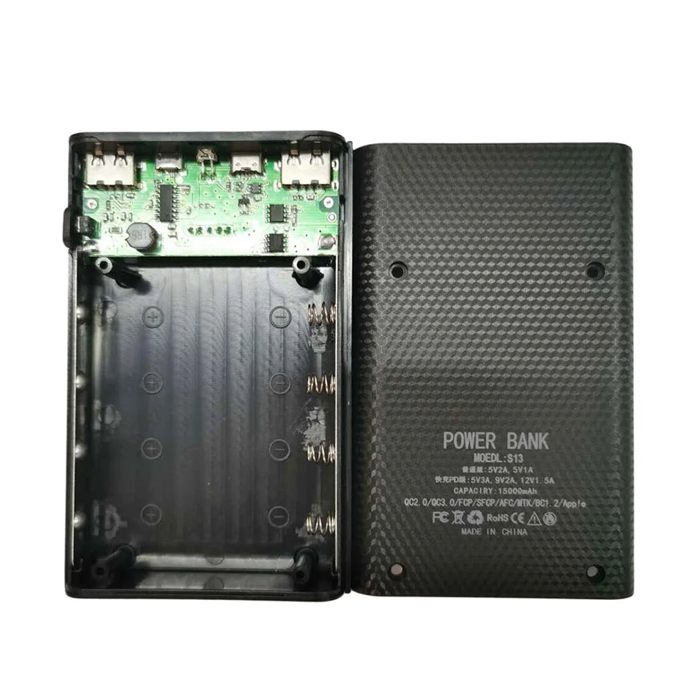 4*18650 Power Bank Case 10W 15000mAh USB Type C Battery Storage Box Without Battery Powerbank Shell For Phone Xiaomi Charging