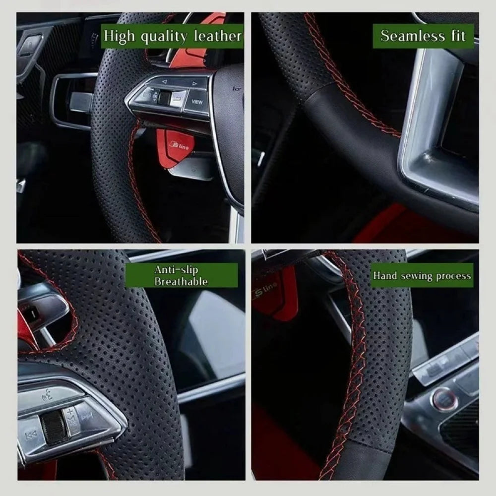 Customized DIY Car Steering Wheel Cover For Seat Leon Alhambra Toledo 2011 2010 2012 Leather Braid For Steering Wheel CM World