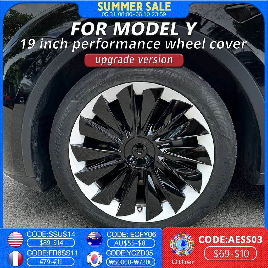 4PCS HubCap Performance Automobile Replacement Hub Cap Full Rim Cover Accessories Wheel Caps for Tesla Model Y 19 Inch 2020-2024