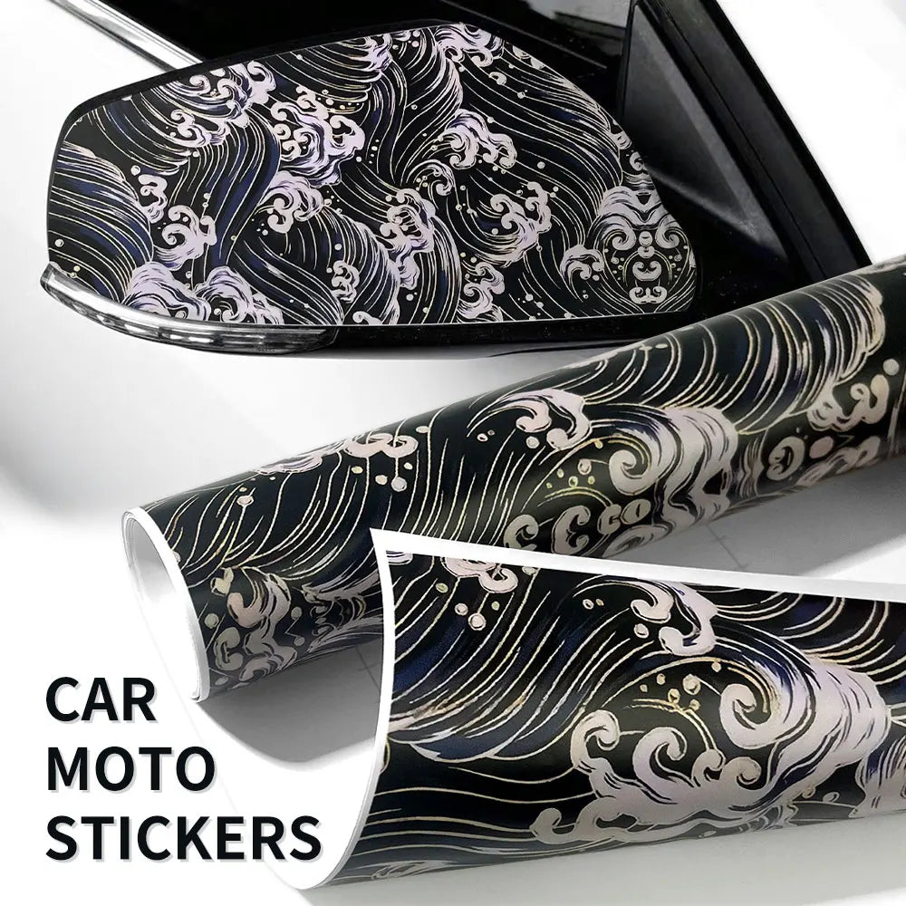 1RollCartoon Wave Graffiti Car Vinyl Wrap Waterproof Self-adhesive Car Film DIY Vehicle Motorbike Bicycle Skateboard Laptop Boat Car Mobile World