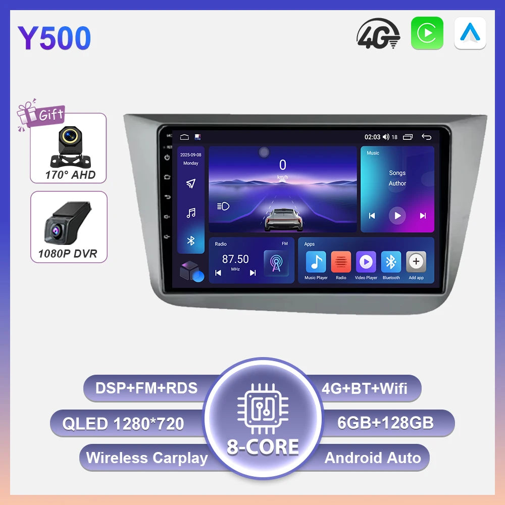 Android 16 Car Radio Autoradio For Seat Altea XL Toledo 2004-2015 Multimedia Player GPS Navigation Wireless Carplay Auto WIFI BT