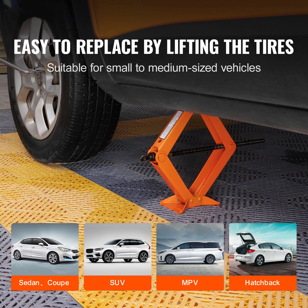 SucceBuy Scissor Jack 2.5 Ton Scissor Car Jack 3.7"-17.1" Lifting Range Scissor Lift Jack Portable Tire Jack for Car Truck SUV CM World
