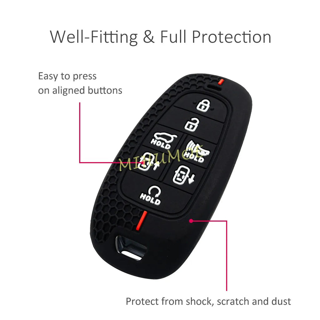 For Hyundai Silicone Car Remote Key Fob Case Cover Shell Santa Fe Palisade Tucson Nexo Sonata 2023 7 Buttons CM World