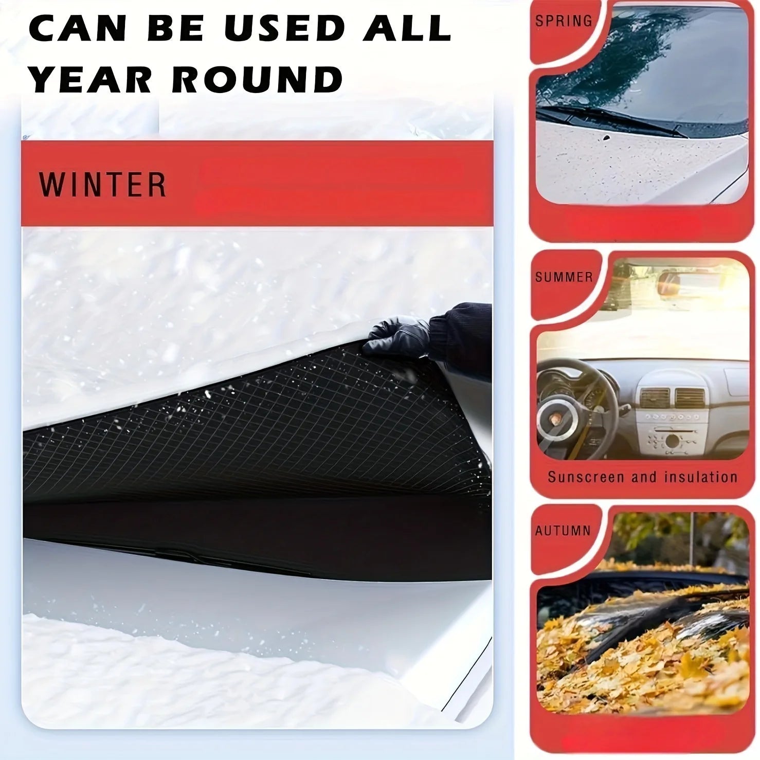 Universal Magnetic Car Window Snow Cover With Reflective Strips Waterproof Thicken Anti Freeze Four Seasons Windshield Cover CM World