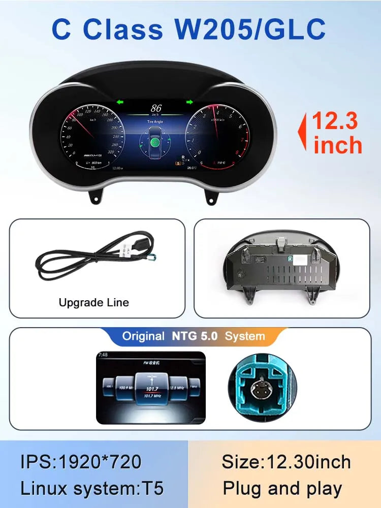 STWEI 2024 New Lcd Digital Dashboard Cluster Digital Speedometer For Mercedes Benz A Class W176 GLA CLA  C117 GLC W205 W212 W207 CM World