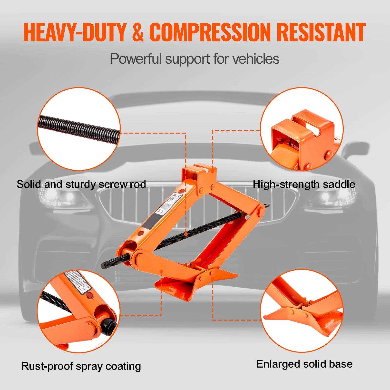 SucceBuy Scissor Jack 2.5 Ton Scissor Car Jack 3.7"-17.1" Lifting Range Scissor Lift Jack Portable Tire Jack for Car Truck SUV CM World