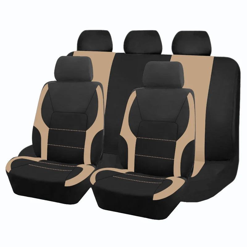 AUTO PLUS Sports Universal Polyester Car Seat Cover Set Fit Most Car Plain Fabric Bicolor Stylish Car Accessories Seat Protector CM World