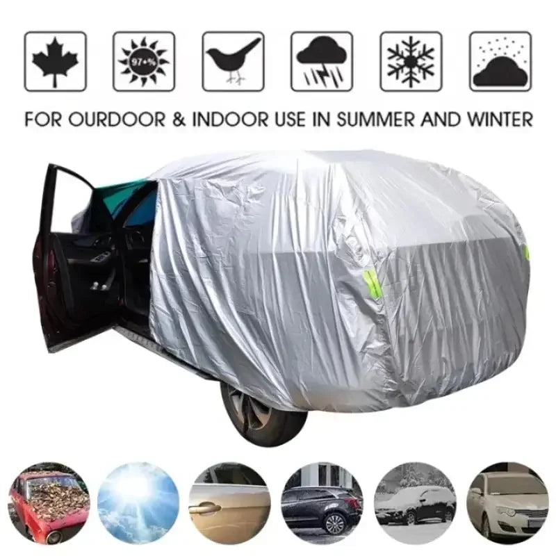 Car Cover Outdoor Protection Full Exterior Snow Cover Sunshade Dustproof Protection Cover Universal for Hatchback Sedan SUV CM World