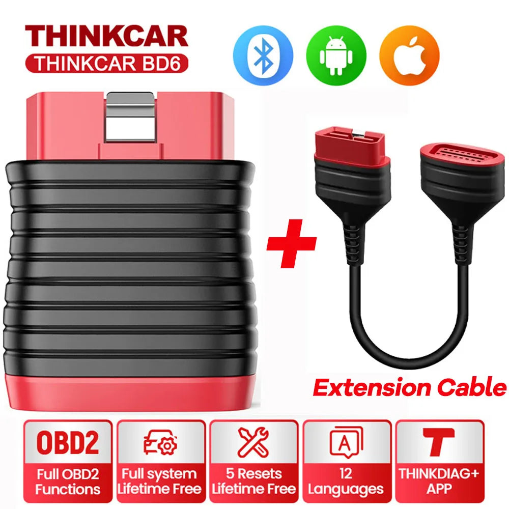 THINKCAR BD6 Bluetooth Scanner Car Diagnostic Tool OBD2 Scanner Full System Diagnose 5 Reset OIL IMMO Auto Diagnosis Code Reader