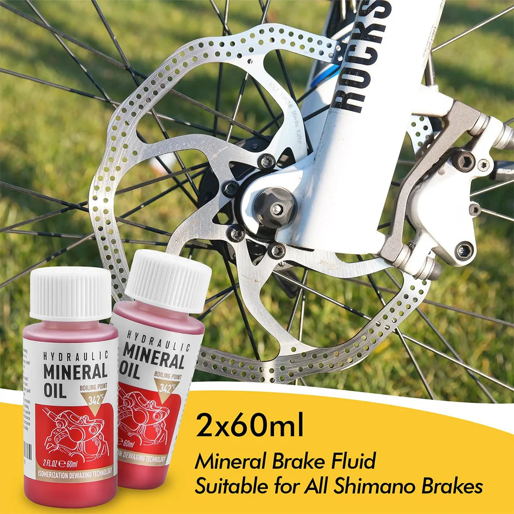 Brake Bleed Kit for Shimano Hydraulic Brakes, Brake Fluid Change Hydraulic Kits, Including 2Pcs 60ml Brake Fluid Mineral Oil CM World