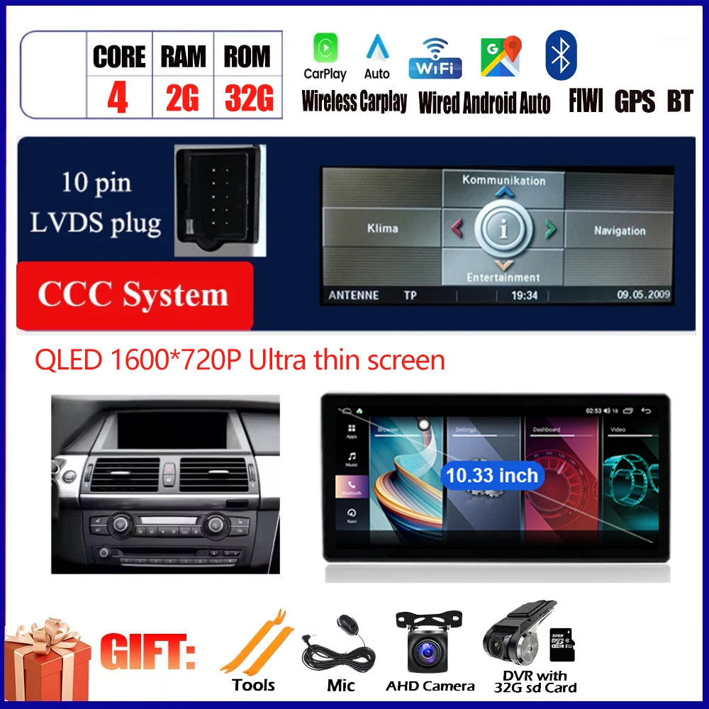 Car Accessories For BMW X5 E70 X6 E71 2008 - 2013 QLED 4G DSP Carplay Android Auto Car Radio Multimedia Player GPS Navi BT WiFi CM World