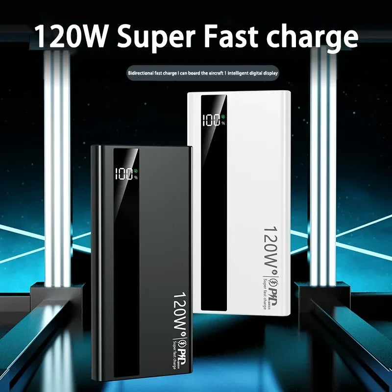 200000mAh 120W Power Bank Super Fast Charging Battery High Capacity Digital Display Power Bank For Xiaomi Iphone Samsung Car Mobile World