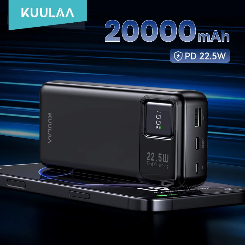 KUULAA 20000mAh Power Bank Portable External Battery 22.5W Fast Charging Portable Charger For iPhone xiaomi redmi poco Powerbank Car Mobile World