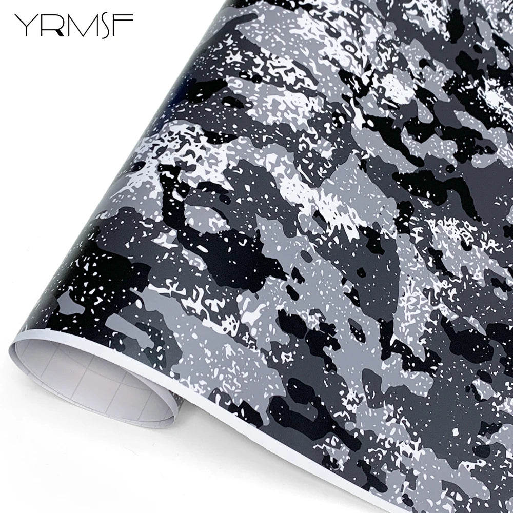 Camouflage Film Wrap Foil Car Livery Waterproof Car Wrapping Sticker Black Vinyl for Motorcycle Vinyls Grey Body Covering Decals Car Mobile World