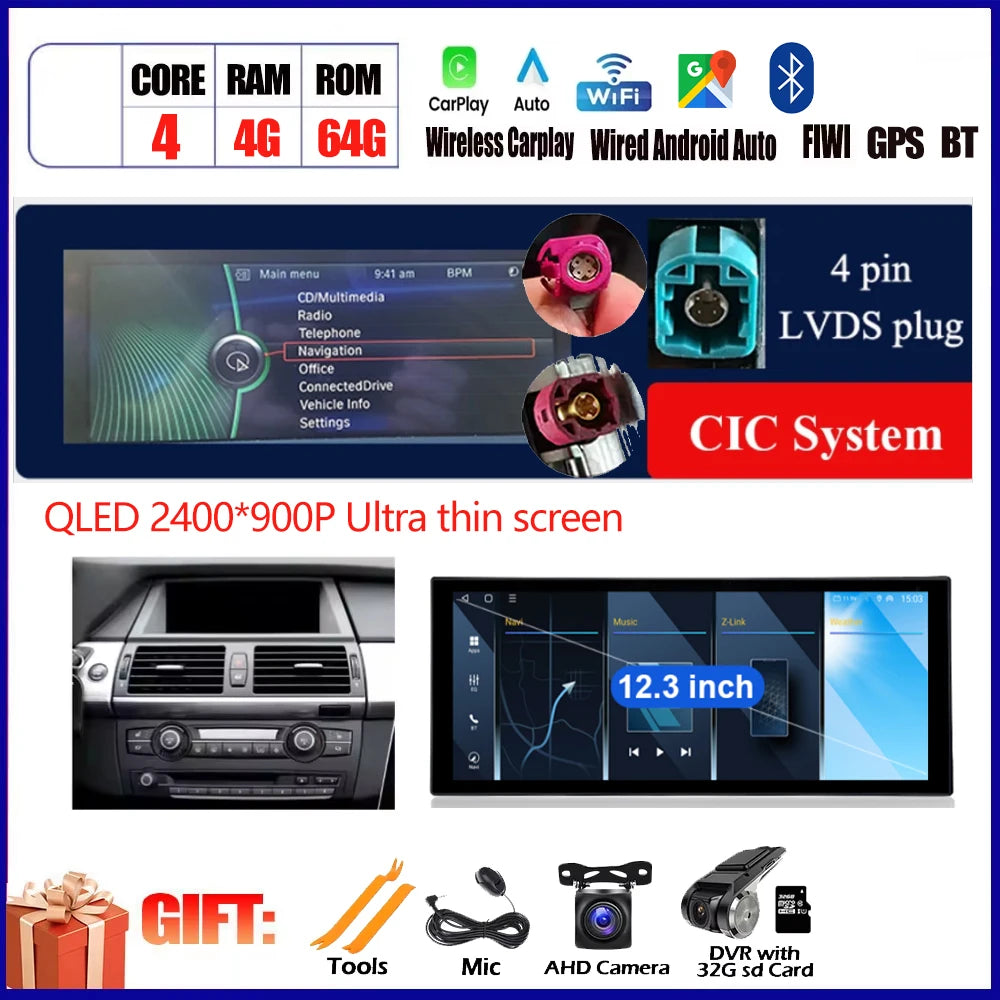 Car Accessories For BMW X5 E70 X6 E71 2008 - 2013 QLED 4G DSP Carplay Android Auto Car Radio Multimedia Player GPS Navi BT WiFi CM World