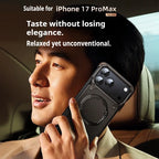 Eary for iPhone 17 Pro Max Air Phone Case Genuine Leather for Magsafe Frameless Shell 360°Rotate Magnetic Stand Anti-Drop Cover Car Mobile World