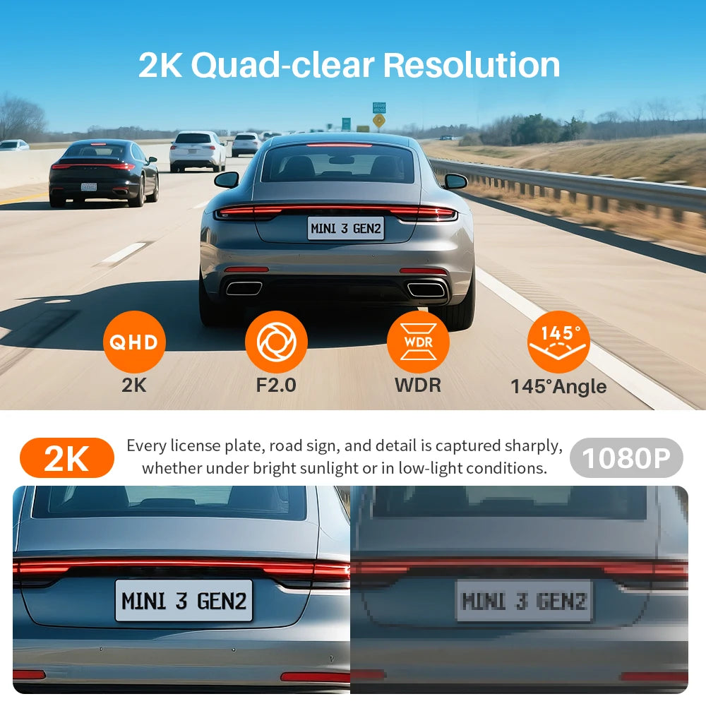 Dash cam KAWA MINI 3 Gen2 KAWA Car DVR AUTO Camera Video Recorder,2K WiFi&APP/Voice Control,Night Vision Upgrade Dashcam Car Mobile World