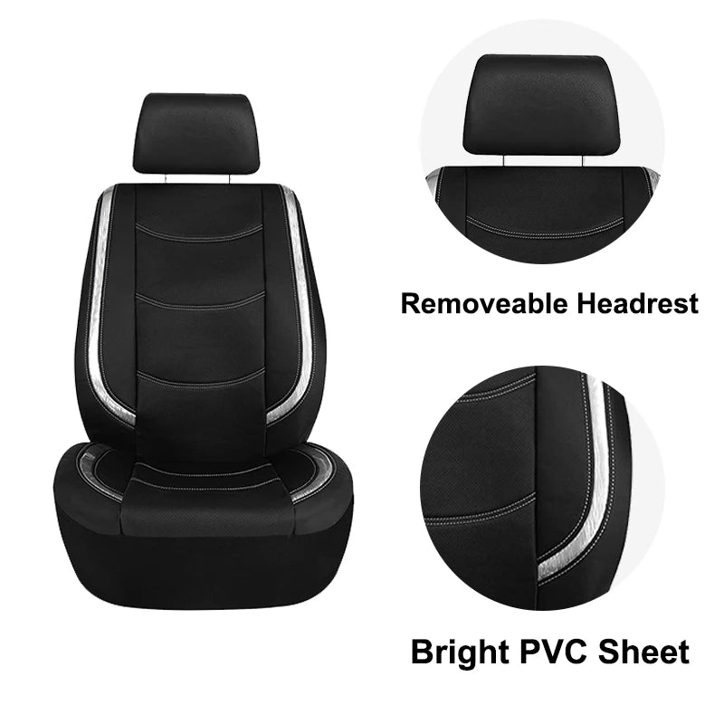 AUTO PLUS Car Seat Covers Artificial Leather With Bright PVC Sheet With 3 Zipper Car Accessories Interior Seat Cushion Protector CM World