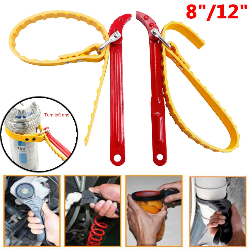 8"/12" Belt Wrench Car Oil Filter Puller Strap Spanner Wrench Adjustable  Cartridge Oil Filter Removal Repair Disassembly Tools Car Mobile World