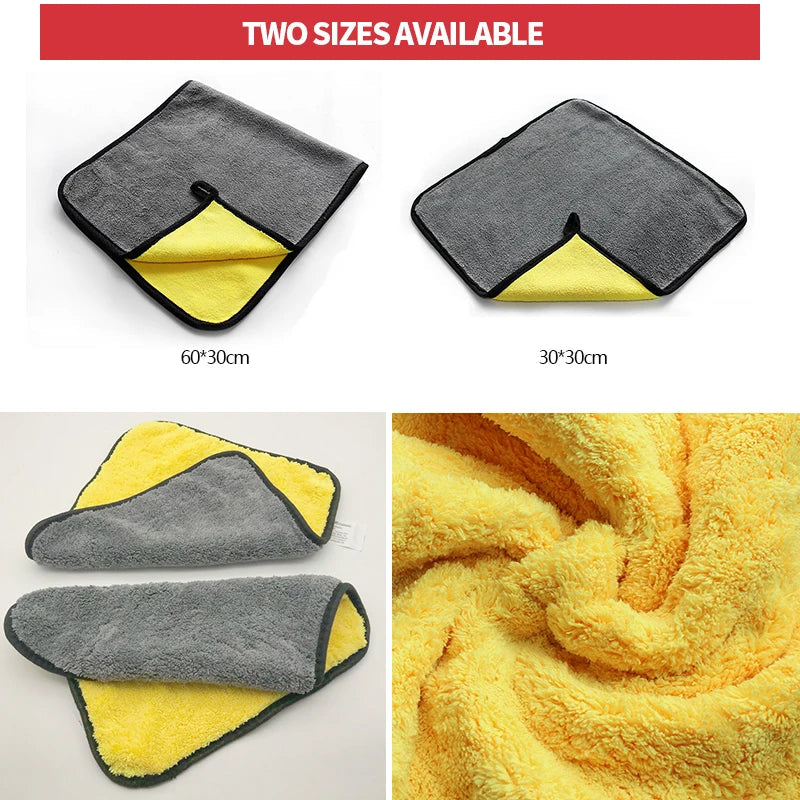 SEAMETAL Microfiber Car Wash Towel Ultra-Soft Scratch-Free Car Cleaning Towel Double-Side 400GSM Drying Cloth High Absorbency CM World