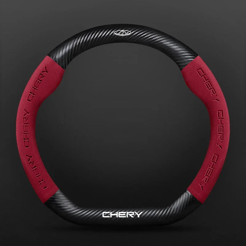 Car buckskin carbon fiber steering wheel cover for Chery Tiggo 8 Arrizo 5 pro gx 5x eQ7 Chery Tiggo 7 Pro 2020 2021 2022 2023 CM World
