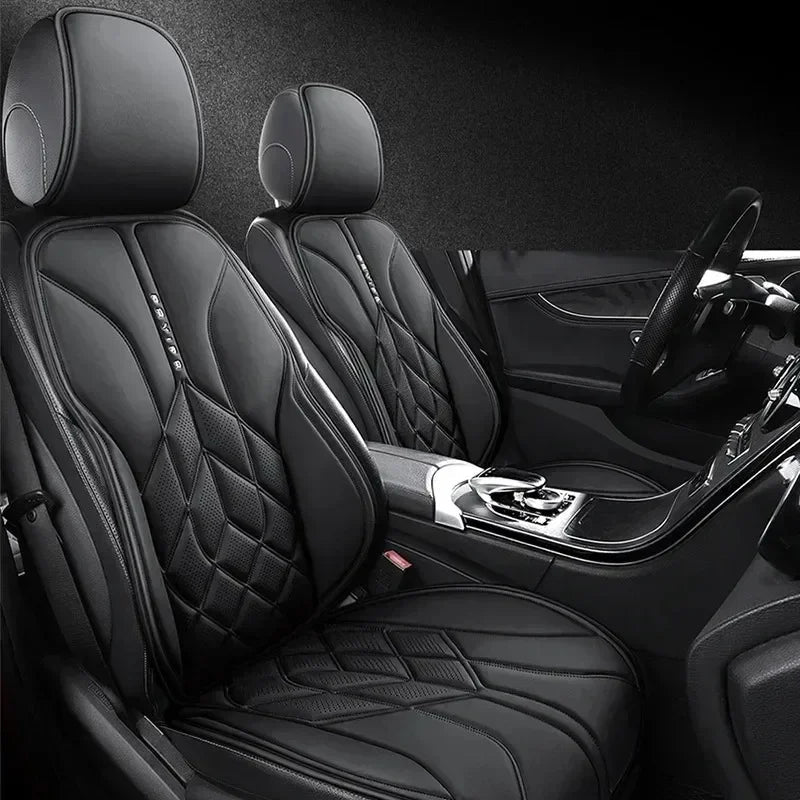 Nappa Leather Car Seat Covers Full Set 5 Seater Universal Car Seat Cushion Auto Accessories Interior Car Seat Protective Covers CM World