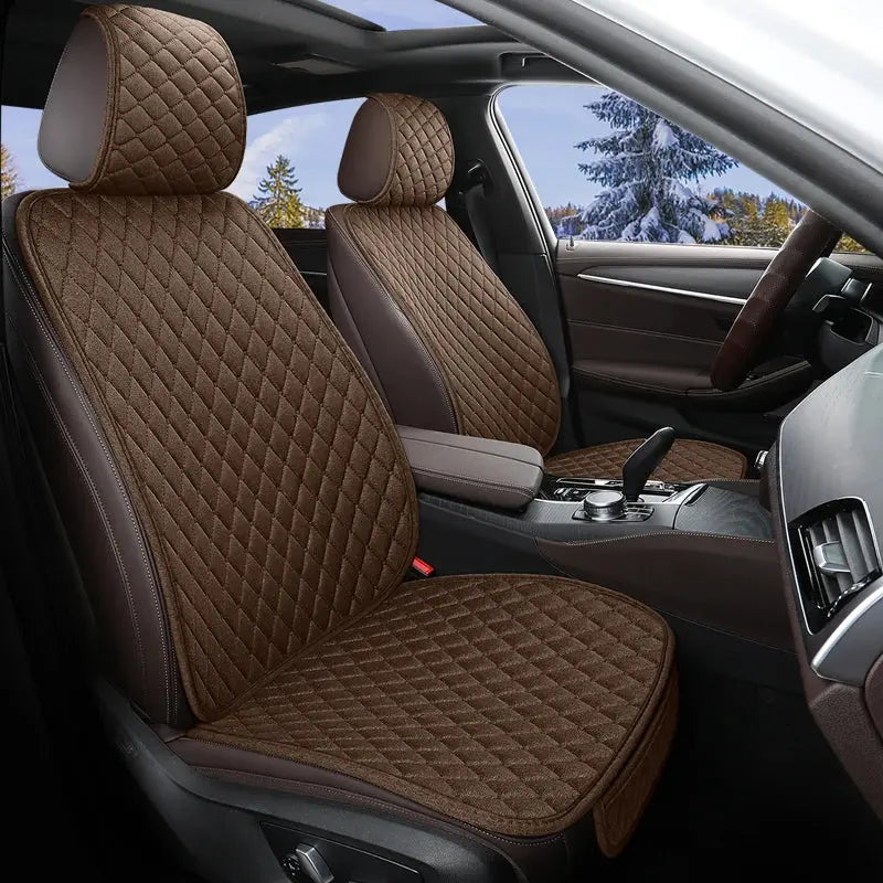 Xiaoman Waist Car Cushion Four Seasons Universal Half Pack Breathable Car Cushion Linen Fabric Seven Piece Set Seat Three Piece Car Mobile World