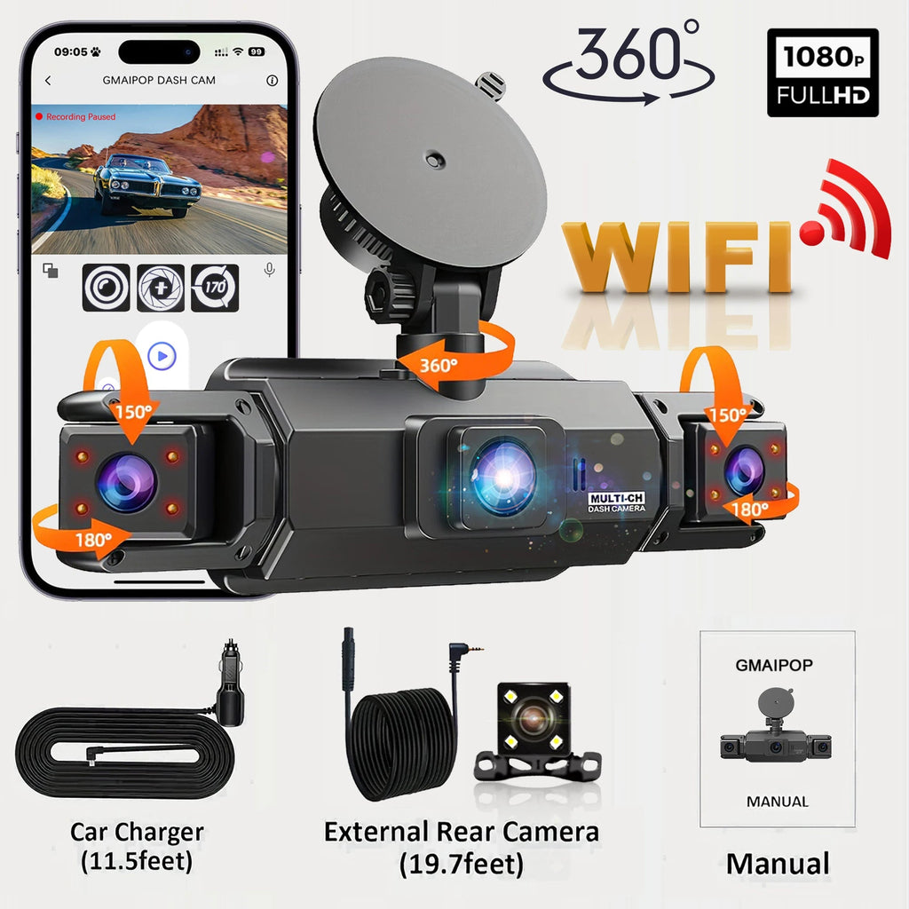 Dashcam for Cars 4 Channel Black Box WiFi Driving Camera FHD 1080P Night Vision Loop Recording Add Hardwire Kit Car Accessories Car Mobile World