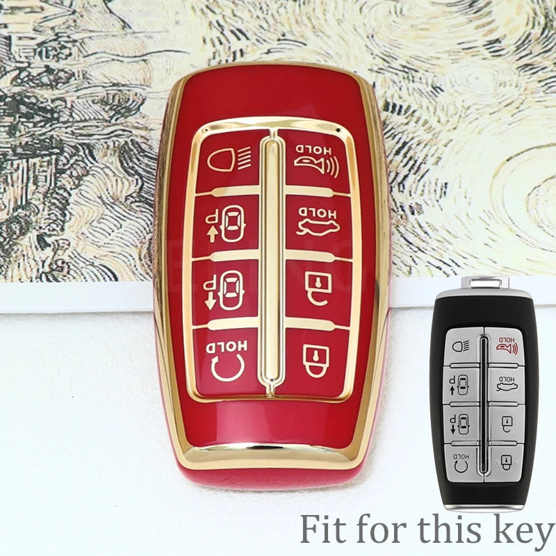 Auto For Hyundai Genesis GV70 GV80 GV90 2020 2021 2022 8 Button TPU Car Key Case Cover Holder Key Shell Keychain Accessories