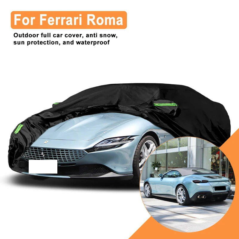 Full Car Cover for Ferrari Roma Outdoor Use - Waterproof Snowproof Sunshade, Winter & Summer Auto Protection Accessories CM World