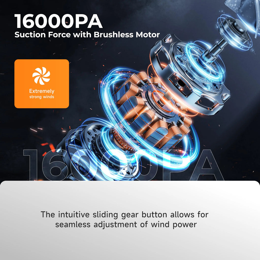 Portable Cordless Handheld Car Vacuum Cleaner, 16000Pa Rechargeable Mini Vacuum with Air Blower & Pump, for Home Office Pet Hair