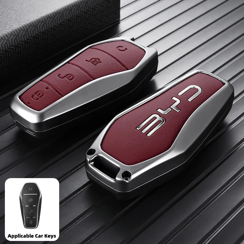 Stylish Zinc Alloy Key Case For BYD Atto 3 Han Tang Song Yuan Smart Car Remote Key Cover Shell Anti‑Scratch Keychain