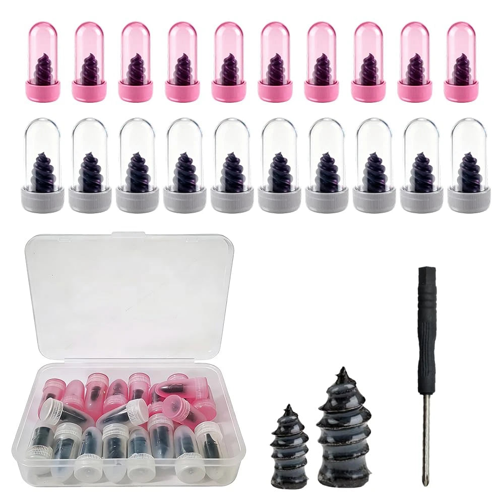 20PCS Rubber Self-tapping Screws For Tire Repair Silicone Car Screw Tyre Plug Repair Rubber Cement Screws Tire Repair