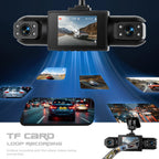Podofo Four-Channel Car DashCam With 480P Left Interior, Right Interior, and Rear Cameras Car DVR Video Recorder Night Vision Loop Recording, Reversing Help Camera Recorder