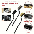 16Pcs Car Washing Brush Tool Kit With Storage Bag Wheel Brush Cleaning Brushes Steel Brushes Uses For Car Detailing Accessories