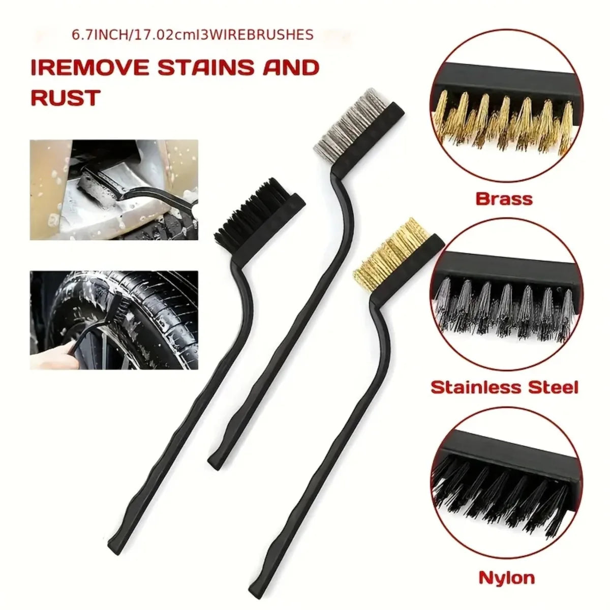 16Pcs Car Washing Brush Tool Kit With Storage Bag Wheel Brush Cleaning Brushes Steel Brushes Uses For Car Detailing Accessories