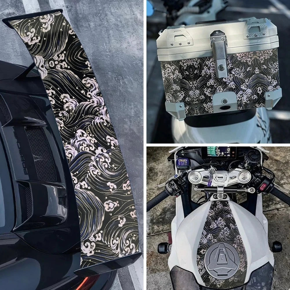 1RollCartoon Wave Graffiti Car Vinyl Wrap Waterproof Self-adhesive Car Film DIY Vehicle Motorbike Bicycle Skateboard Laptop Boat Car Mobile World