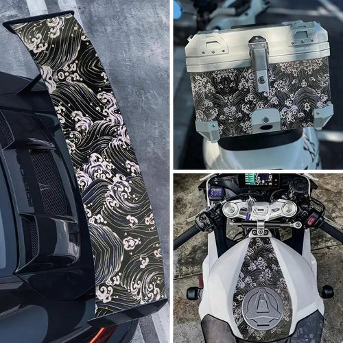 1RollCartoon Wave Graffiti Car Vinyl Wrap Waterproof Self-adhesive Car Film DIY Vehicle Motorbike Bicycle Skateboard Laptop Boat Car Mobile World