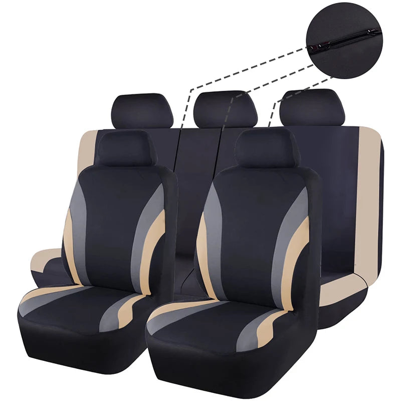 Polyester Fabric Car Seat Covers Rear Seat Backest With 3 Zipper Can Split Universal Size Seat Covers Fit For Most Car SUV Truck