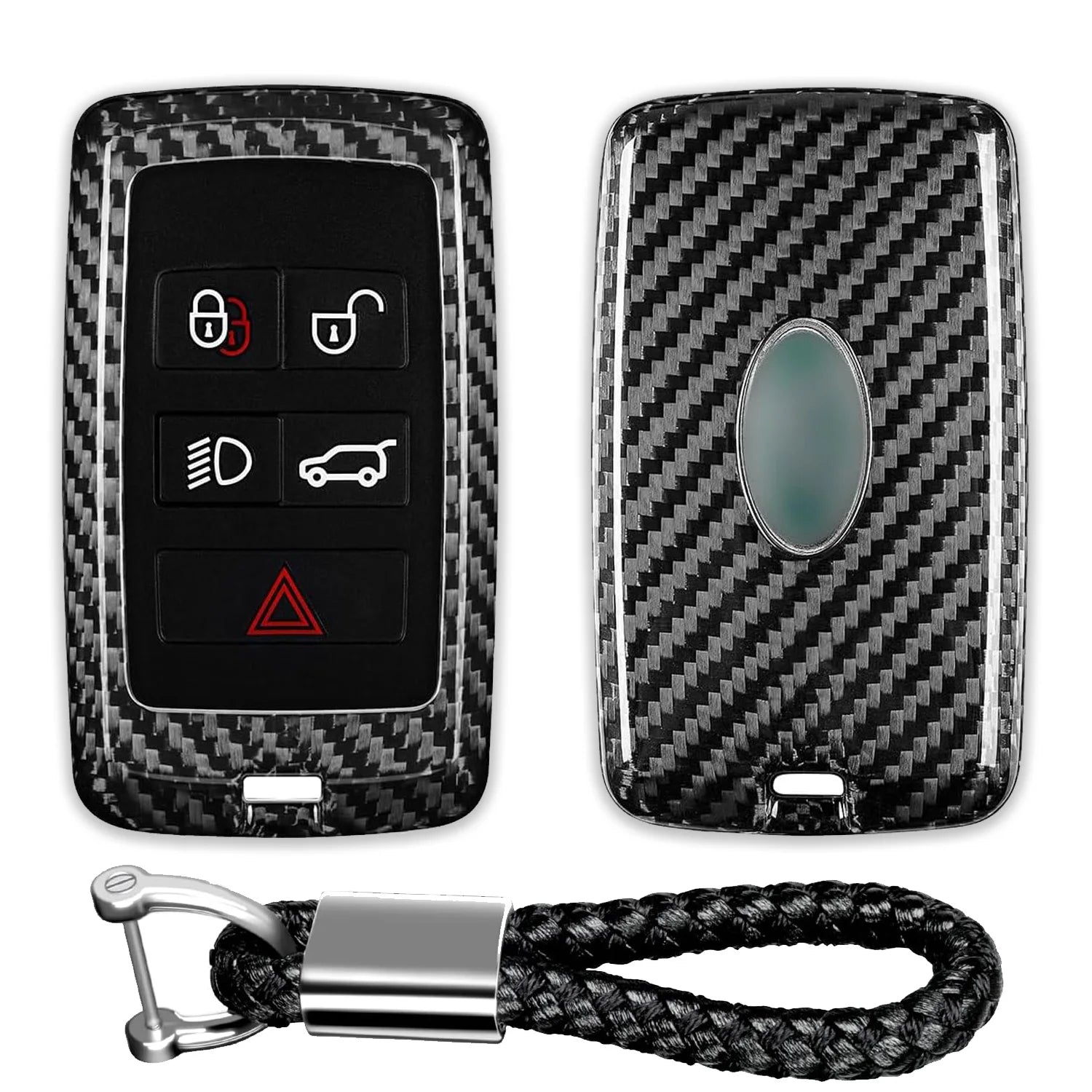 Key Fob Cover for Range Rover with Key chain Carbon Fiber Key Case for Land Rover Defender 10S HSE Sport Dsicovery HSE Velar CM World