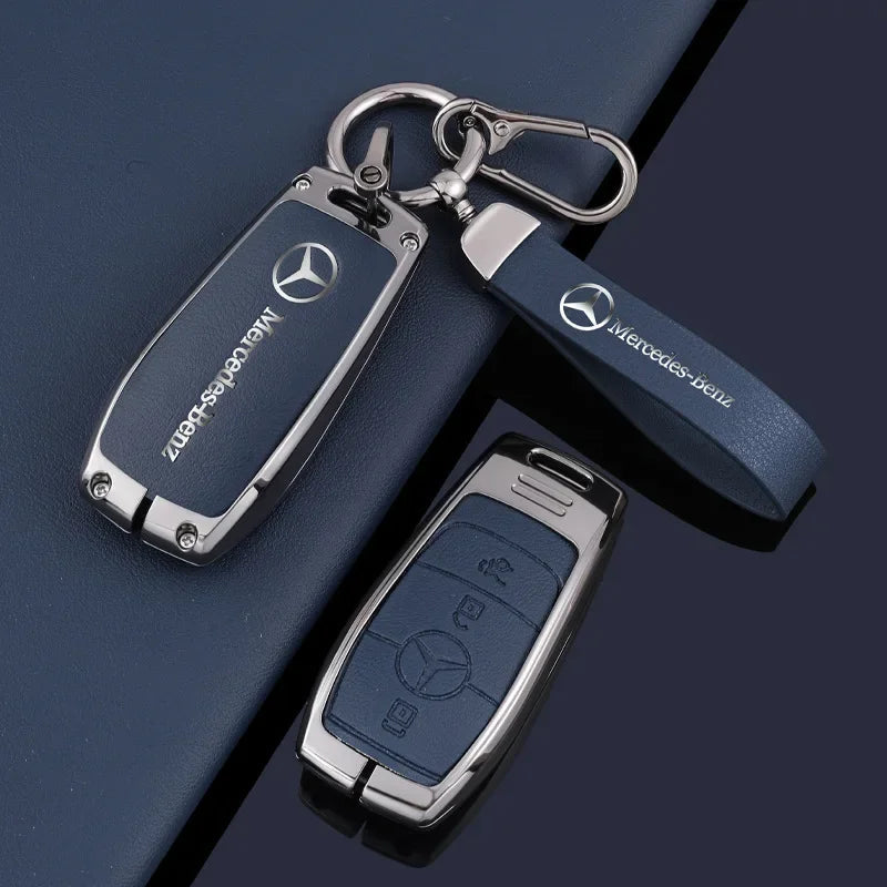 1pcs Leather Car Smart Key Case Cover Shell Fob Holder For Mercedes Benz A B C E S  R-Class C43 CLA GLB GLC GLK SLK SL Vito W20 CM World