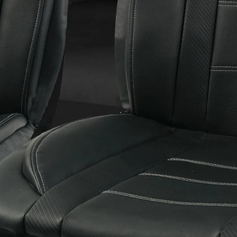 Black Universal Car Seat Covers Leather Splicing Carbon Fiber Car Accessories Interior  Seat Protector Cushion luxury CM World
