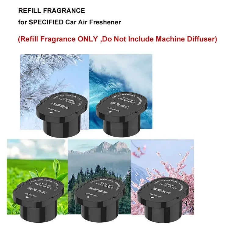 Smart Car Air Freshener, Automatic Car Air Freshener Diffuser with Ambient Light, Car Diffuser with 2 Essential Oil Cartridges,