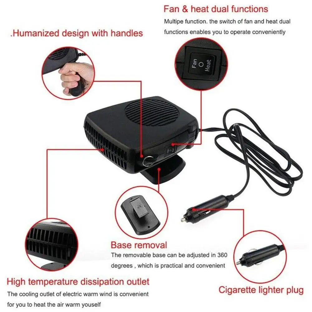 Air Cooler Fan Car Heater 150-200W Windshield Defogging Demister Defroster Windshield Evaporation Ventilation Accessories CM World