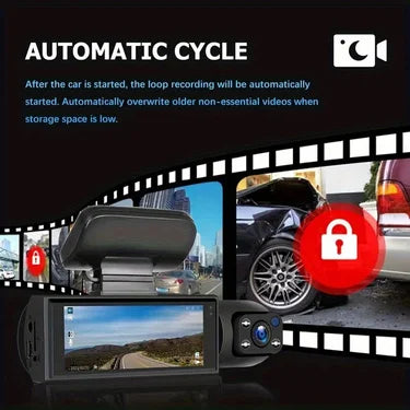BCUOZ Dual-Lens Dashcam 1080P Front Camera And 720P Built-In Car Cameras Super Night Vision Loop Recording G-Sensor WDR 12-24V Car Plug Power Supply Optional 32GB Memory Card