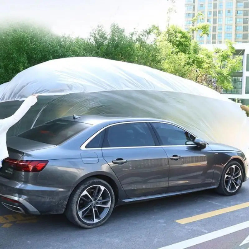 Disposable Clear Car Cover - Universal PE Waterproof Dust Protector Throw-Away Transparent Indoor Auto Body Dustproof Protection Car Mobile World
