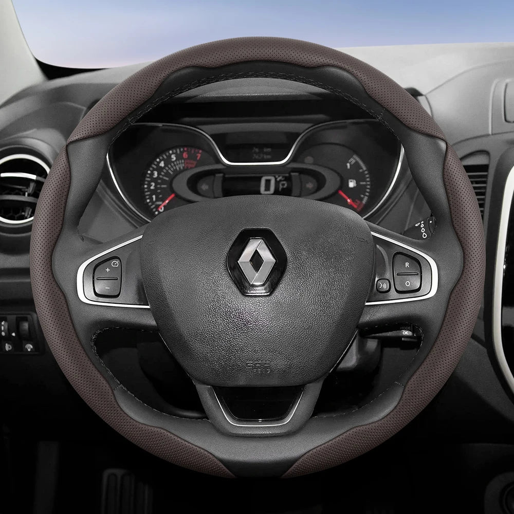 Suitable for Renault Breathable Hole Leather Steering Wheel Cover Segmented Quick Release Design Non-Slip and Durable Megane 3 2 4 Clio4 5 Captur Trafic Scenic Austral Kangoo Arkana Kadjar Master Fluence Zoe Twingo Qm6 CM World