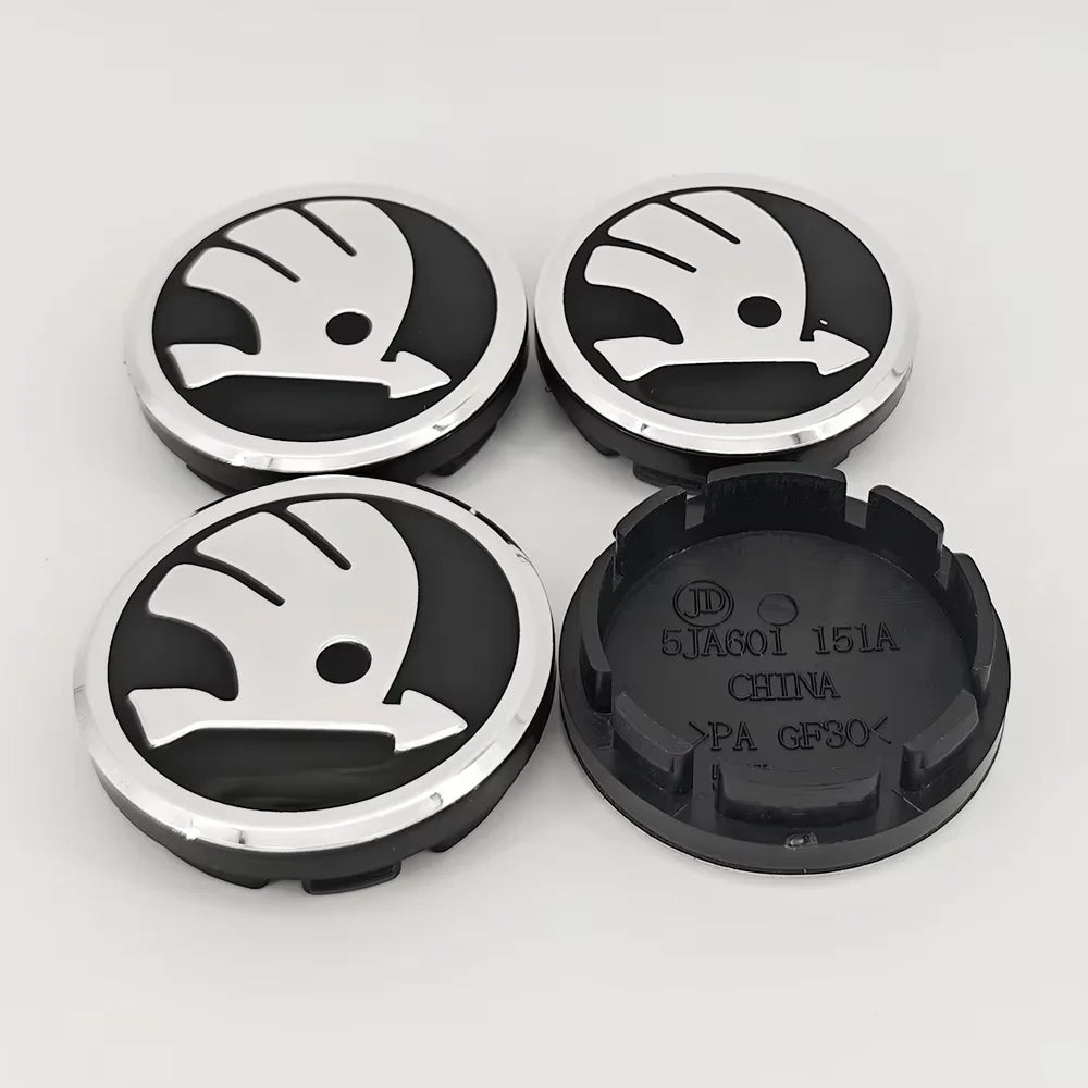 4pcs 56mm 65mm Green Black Chrome Car Wheel Center Caps for Skoda Rims Hubcaps Cover Emblem Badge Logo Auto Styling Accessories CM World